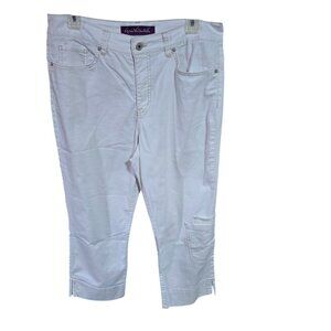 Gloria Vanderbilt White Capri's With Brown Stitching